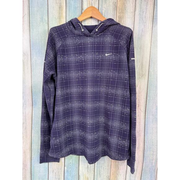 Nike Dri-Fit Purple Pullover Hoodie Running Jacket Size XL Back Vent Long Sleeve - Picture 2 of 7